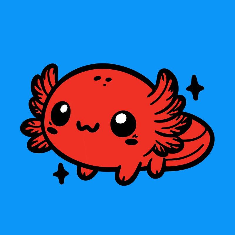 cute easy baby axolotl