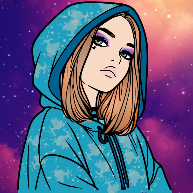 a realistic girl in a hoodie