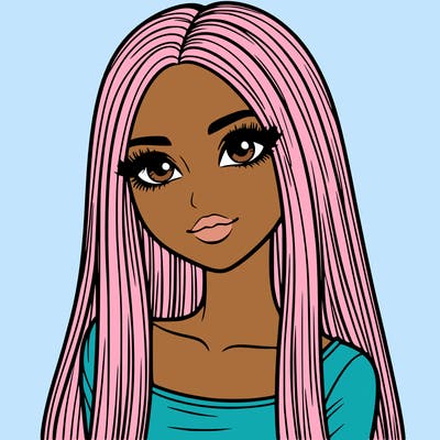 realistic girl with straight and long hair