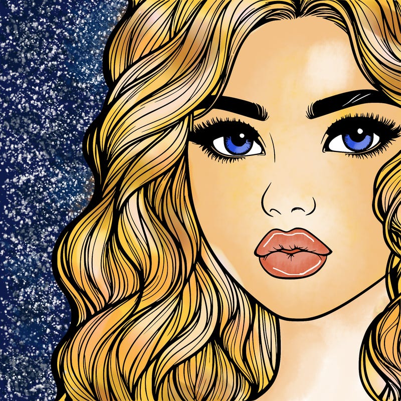 a realistic girl with wavy hair and lips