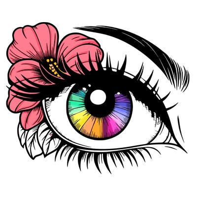 realistic eye with flower