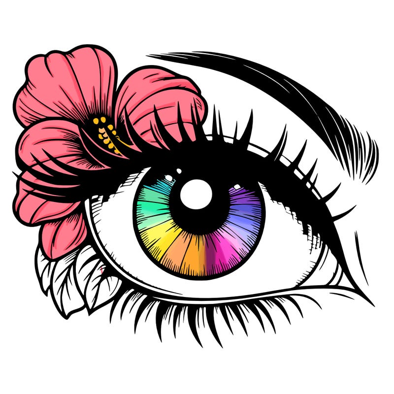 realistic eye with flower