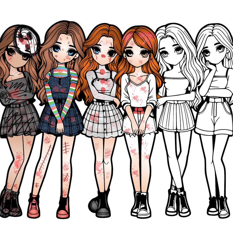 a group of girls realistic