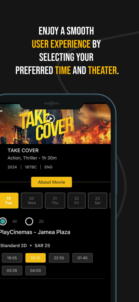 Play Cinemas - Play Cinemas app interface for selecting movie showtimes and theaters