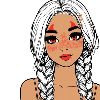 realistic girl with braids