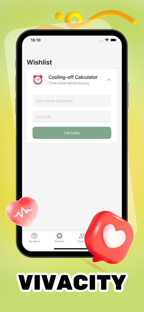 Minimalist - Lifestyle & Enjoy - Screenshot des Bedenkzeit-Rechners für die Wunschliste in der Minimalist-App.
