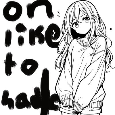 manga teen girl  in a sweater and baggy pants