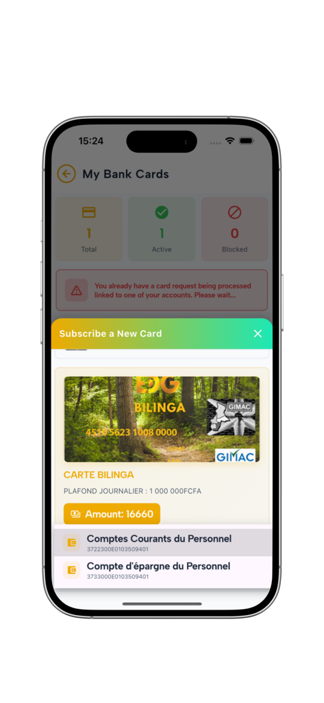 EDG MOBILE-BANK - Bank card management and subscription interface for EDG MOBILE-BANK