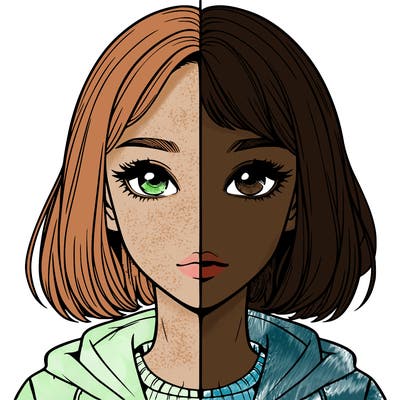 split realistic girl