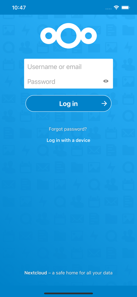 Nextcloud Talk - Nextcloud Talkアプリのログインページ。ユーザー名とパスワードのフィールドがあります。