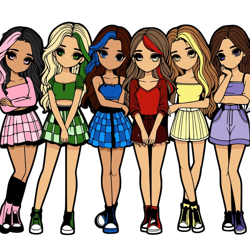 a group of girls realistic