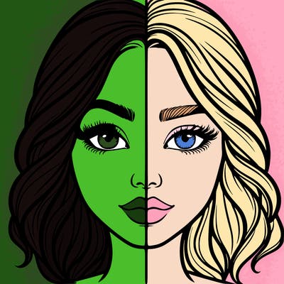 realistic girl split half