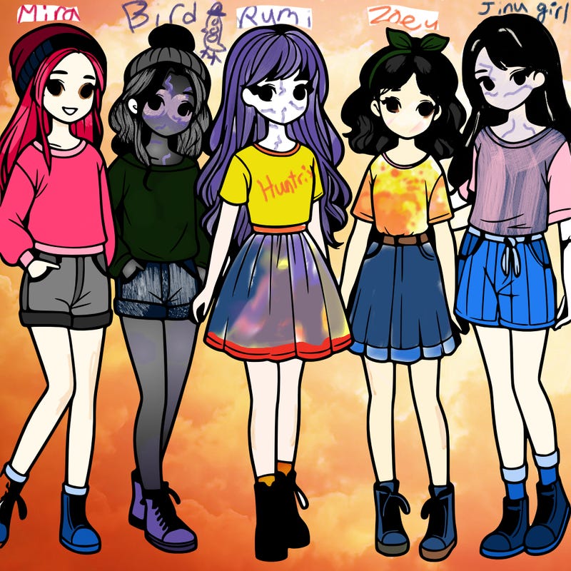 a group of five girls