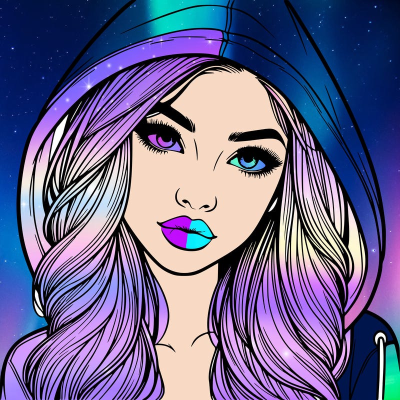realistic beautiful girl with a hood on