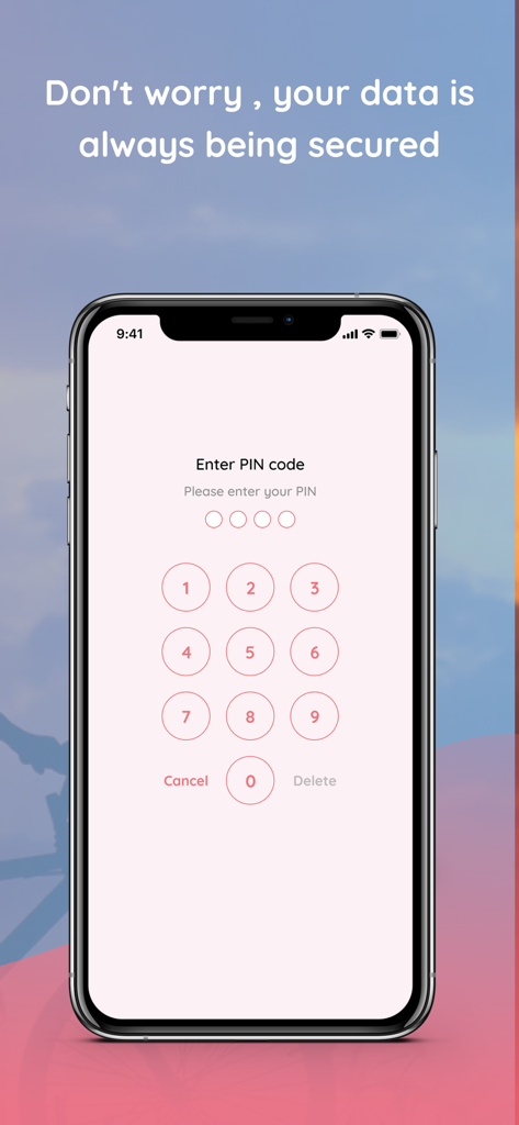 MeLove app secure PIN code entry screen for private diary protection