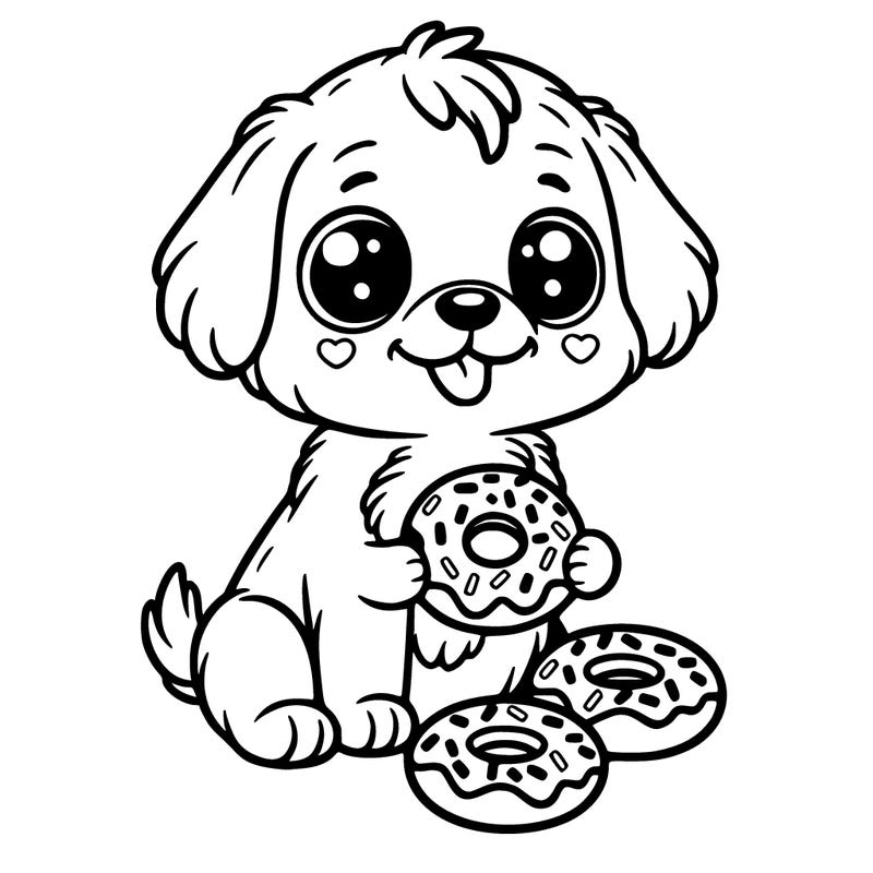 puppy with donuts