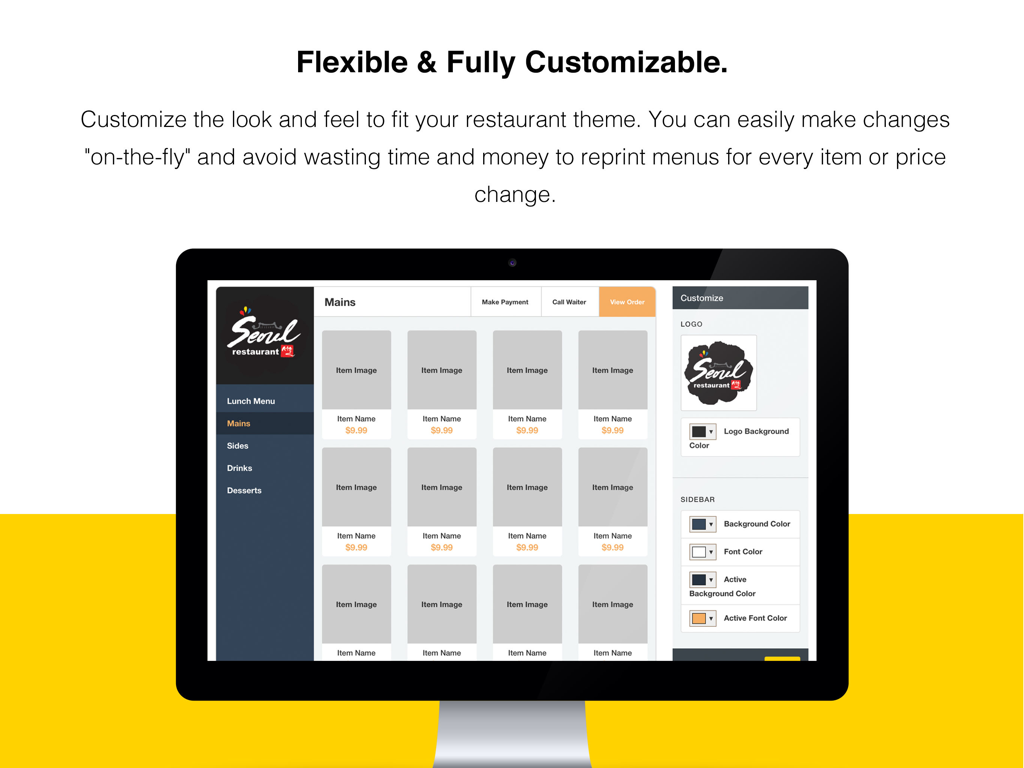 Dinlr Table: F&B Self-Ordering - Interface for customizing the look and feel of a restaurant digital menu