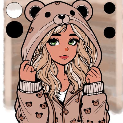 realistic girl in a animal pjs hoodie