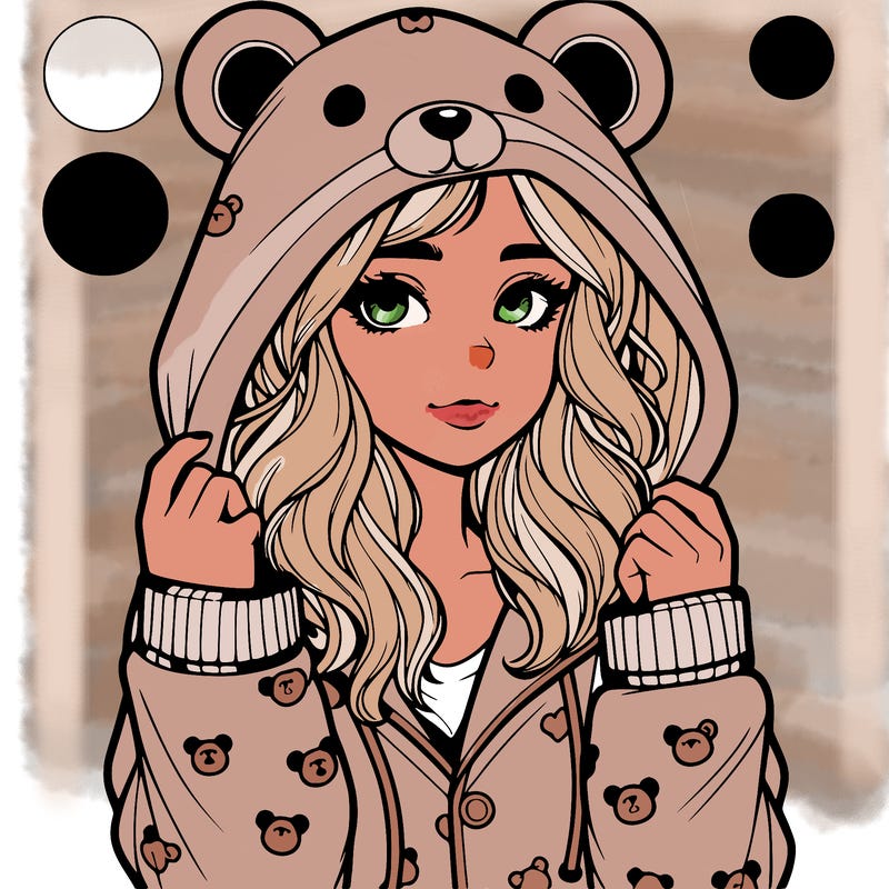 realistic girl in a animal pjs hoodie