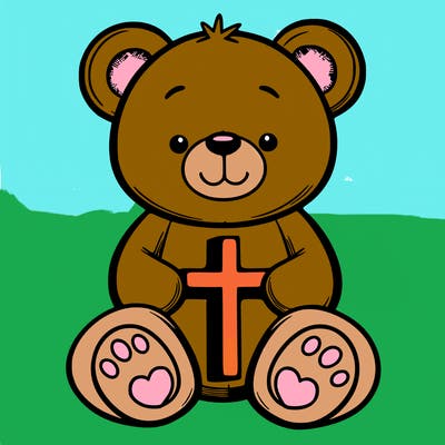a teddy bear with a cross