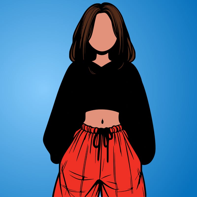 realistic girl faceless with baggy pants and a crop top