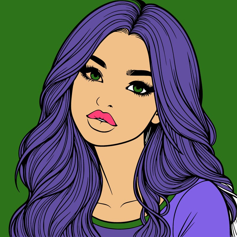 realistic girl with hair on her hair and lips