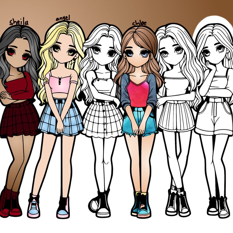 a group of girls realistic