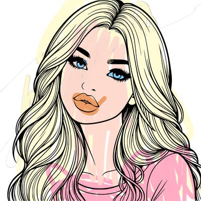 realistic girl with hair on her hair and lips