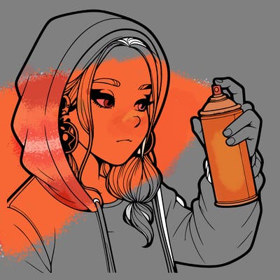 a realistic girl, spray painting