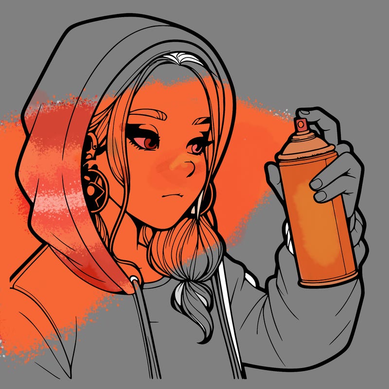 a realistic girl, spray painting