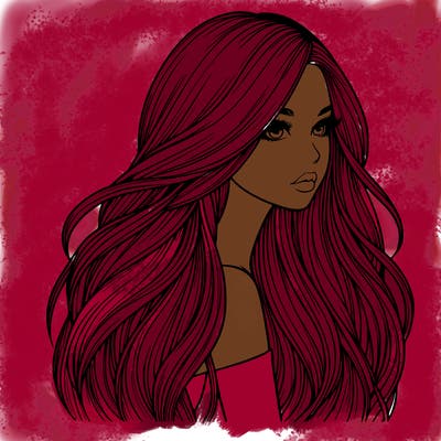 realistic girl with long realistic hair