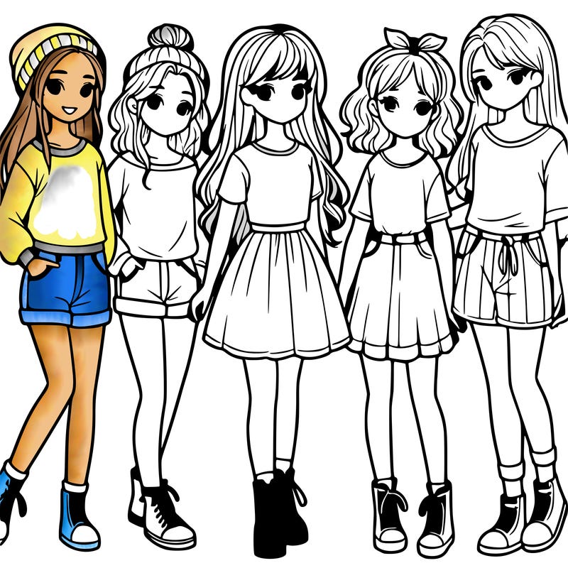 a group of five girls