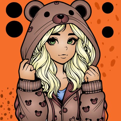 realistic girl in a animal pjs hoodie