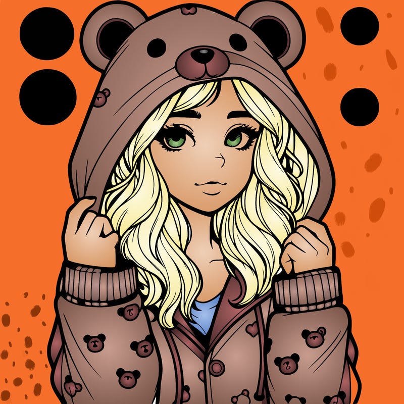 realistic girl in a animal pjs hoodie