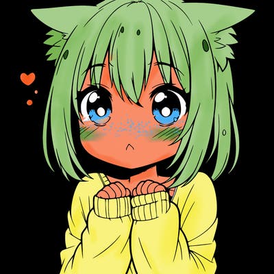 shy anime catgirl