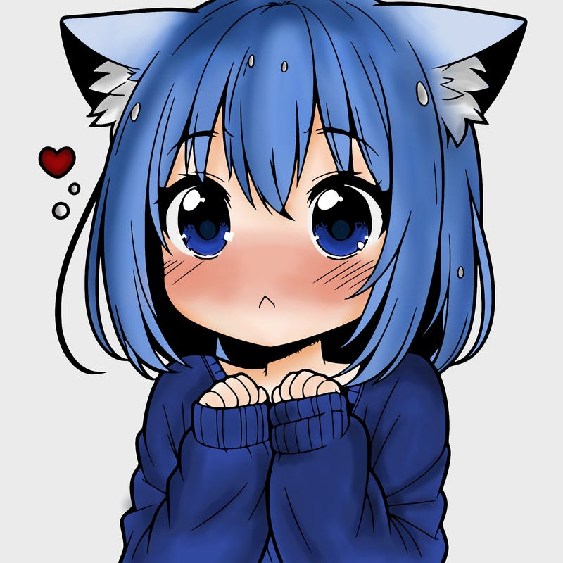 shy anime catgirl