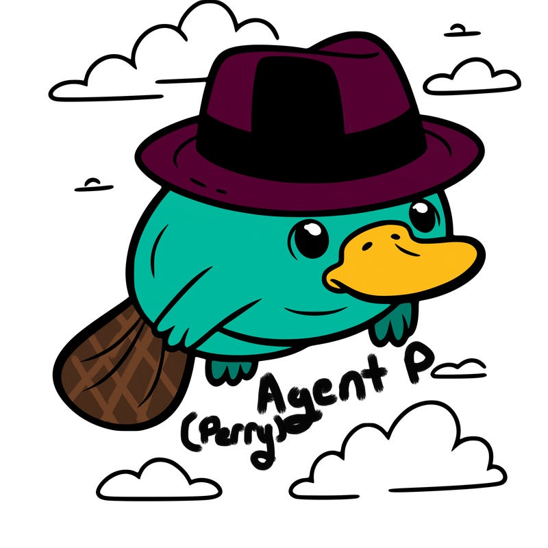 a platypus floating in the sky with a fedora with a black band on it