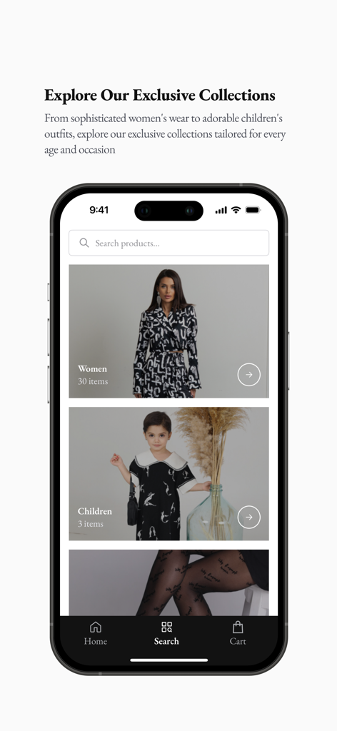 Sir Qochar - Sir Qochar mobile app showcasing exclusive Armenian-inspired clothing collections for women and children