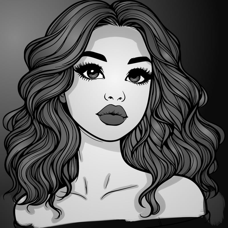 realistic girl with wavy hair and lips