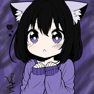 shy anime catgirl