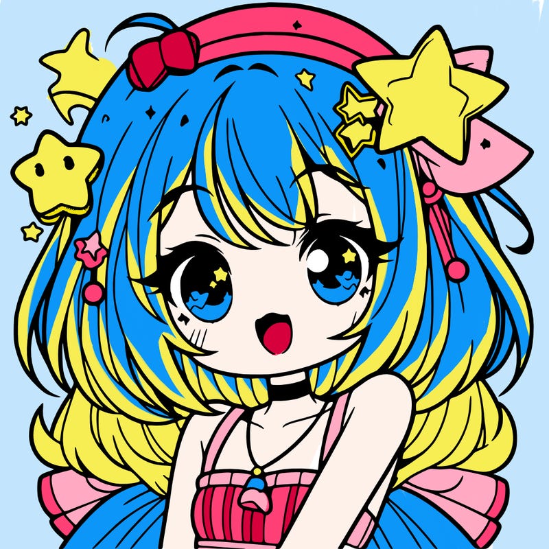 cute anime girl with star accessories