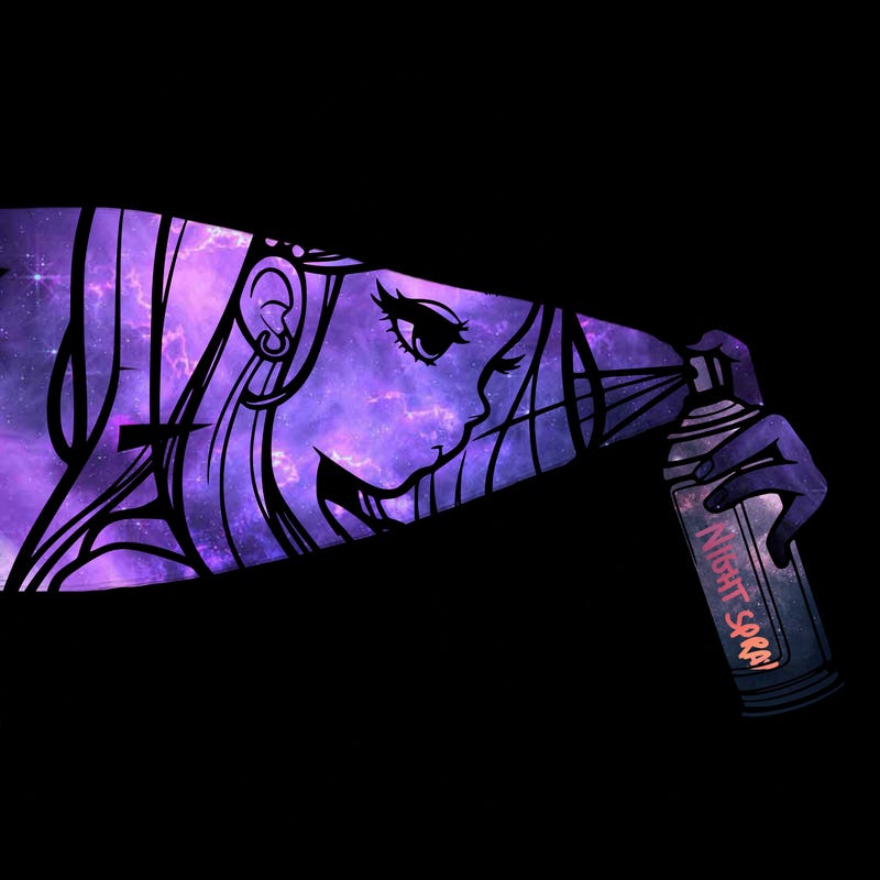 a realistic girl spray painting