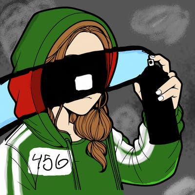 a realistic girl, spray painting