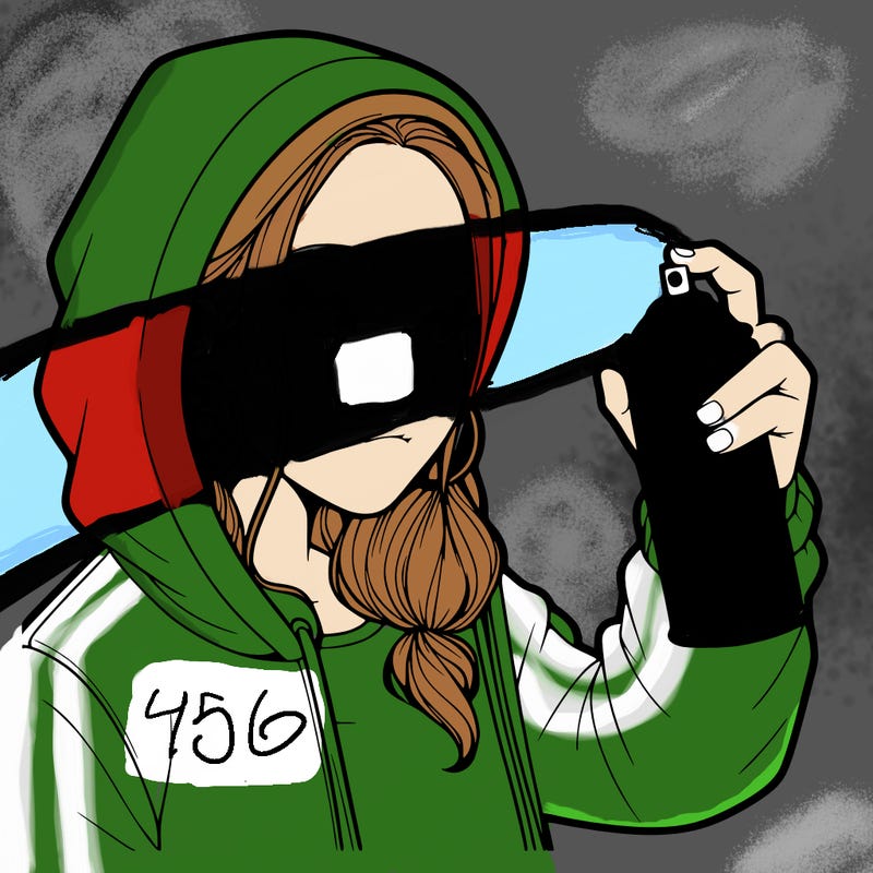 a realistic girl, spray painting