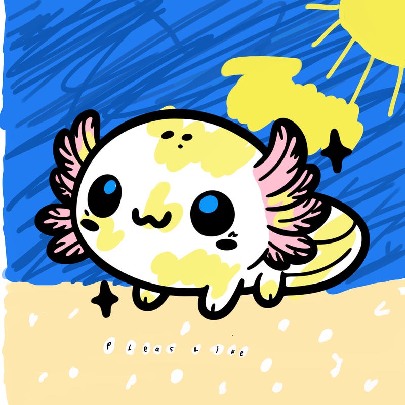 cute easy baby axolotl