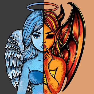 realistic angel half demon