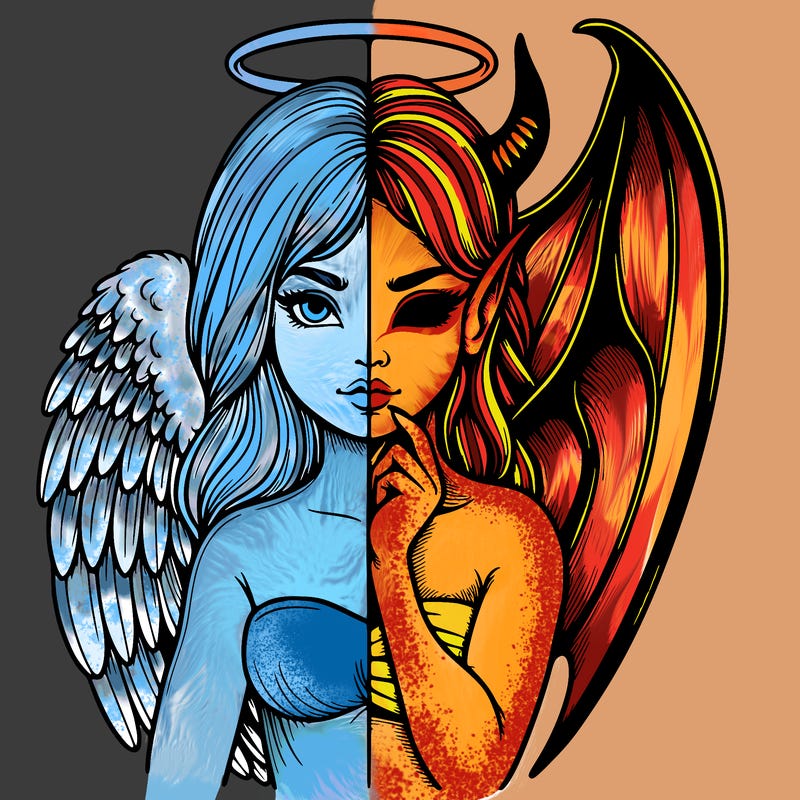 realistic angel half demon