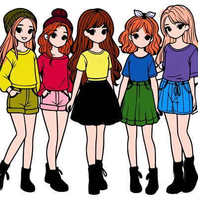 a group of five girls