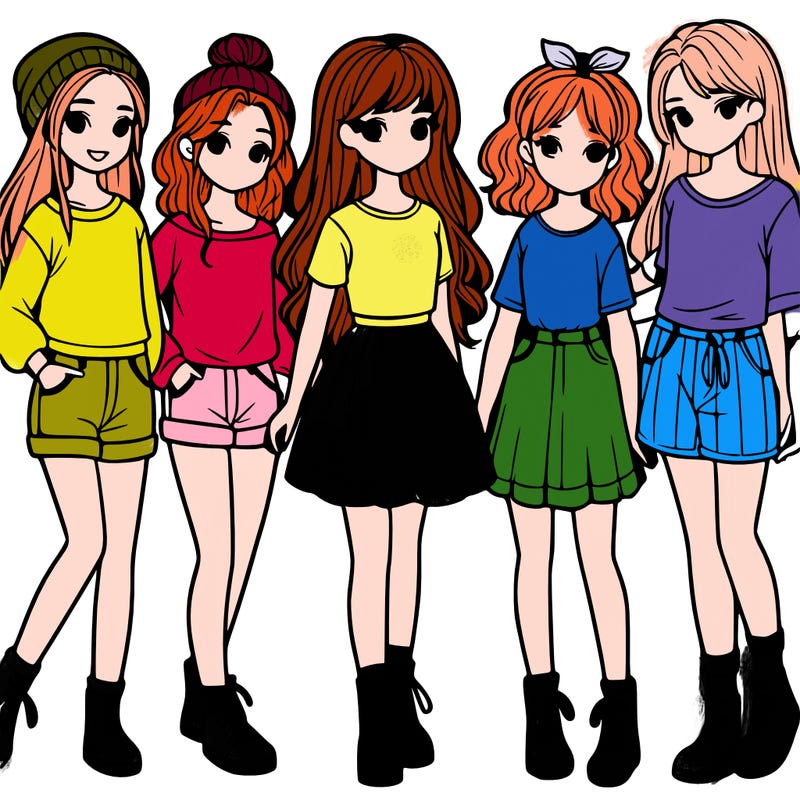 a group of five girls