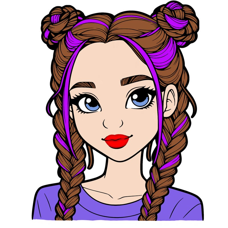 realistic girl with braids